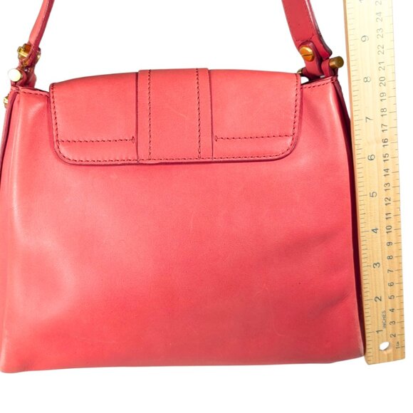 Ellen Tracy Barbie Pink Leather Turn Lock Flap Cover Shoulder Bag - Picture 3 of 12